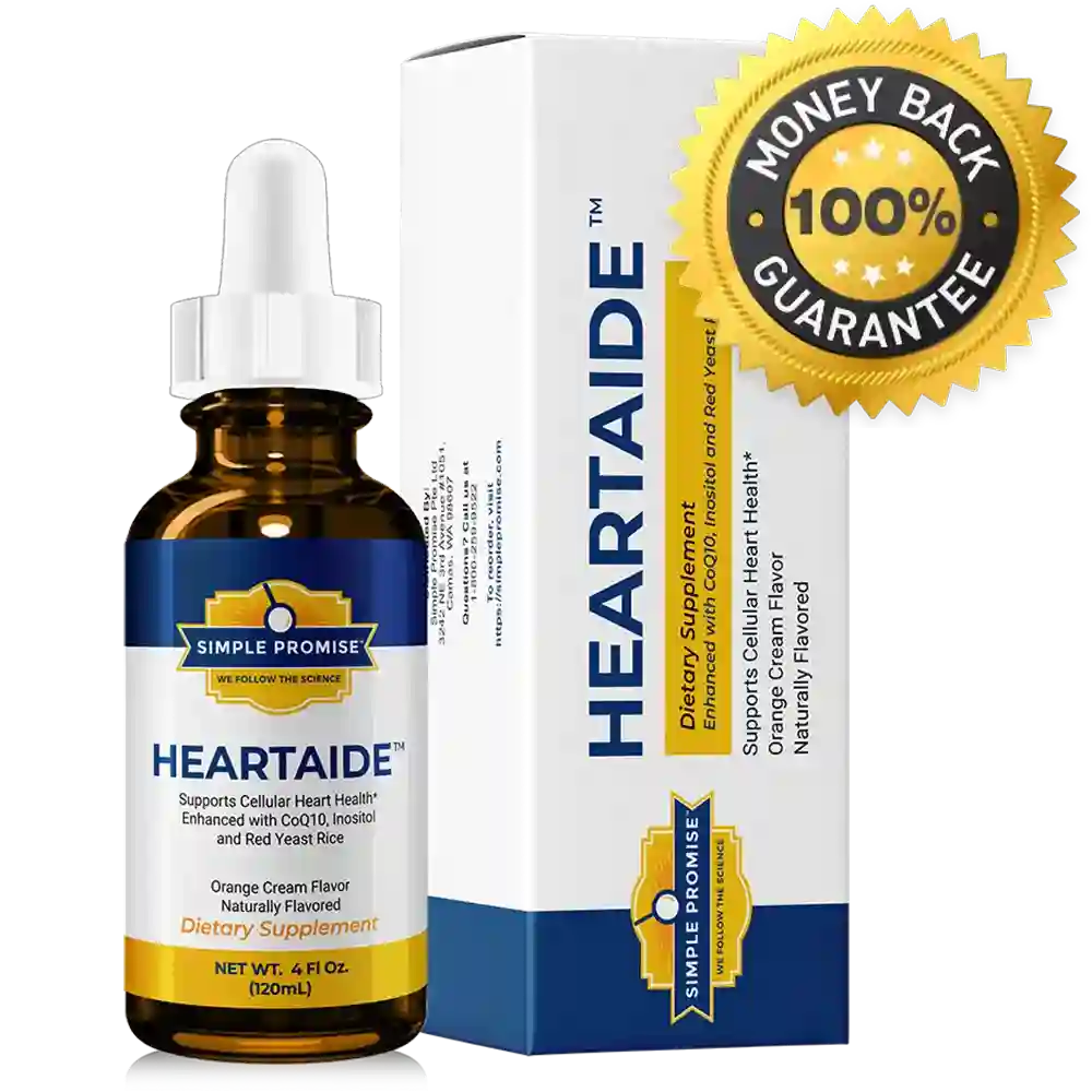 HeartAide daily liquid heart health supplement bottle by Simple Promise