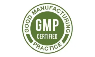HeartAide GMP certified manufacturing badge for pharmaceutical-grade quality