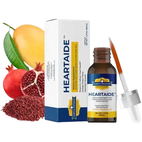 HeartAide liquid heart health supplement bottle for cholesterol and blood flow support
